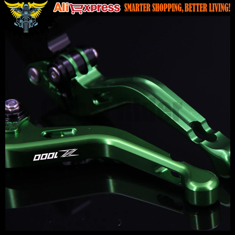 Для Kawasaki Z1000 2003 2004 2005 2006 Новый (с логотипом: Z1000) зеленый ЧПУ Регулируемый 2 пальца
