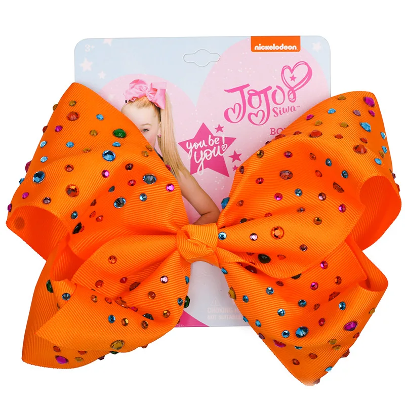 Orange 8 дюймов, блестящие, радужные, вечерние, siwa, бант, заколка для волос для девочек, ручная работа, бутик, бант, Джамбо, заколки для волос, аксессуары для волос - Цвет: Orange