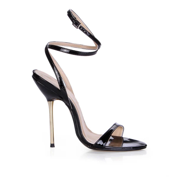 Black Patent CHMILE CHAU/пикантная обувь для вечеринок женские туфли на высоком каблуке-шпильке с ремешком на щиколотке, рабочие женские сандалии для офиса zapatos mujer, большие размеры 3845-i11 - Цвет: Black Patent