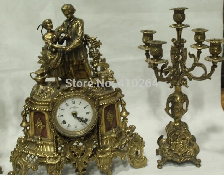 18&quotCostful West Art Folk collection beautiful Bronze Belle candelabrum Clock Set Statue | Дом и сад