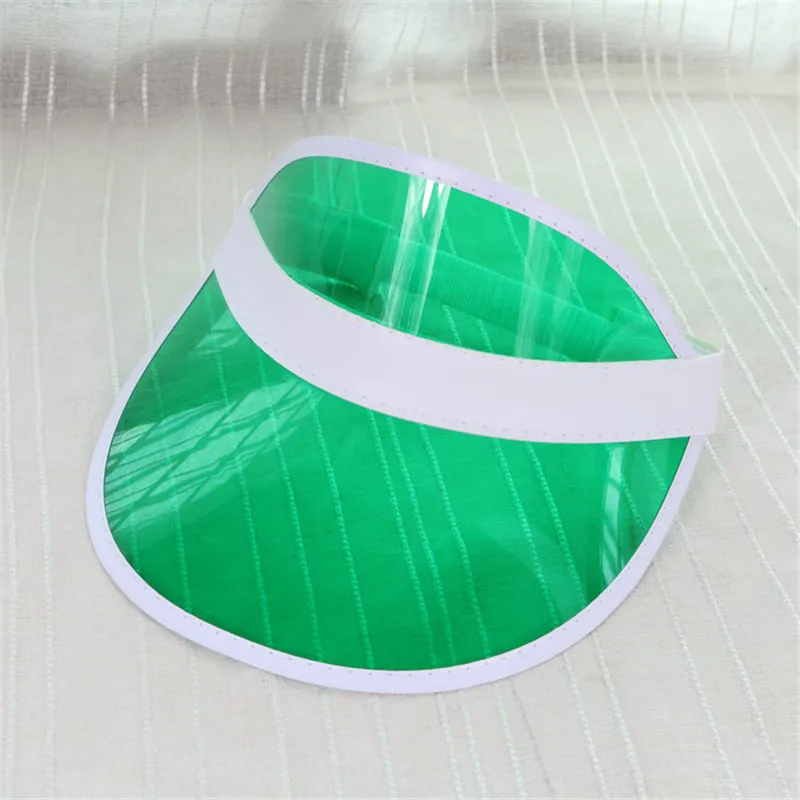 green Kajeer Новая летняя Унисекс Женская Мужская Солнцезащитная шляпа карамельного цвета прозрачный пустой Топ пластиковый ПВХ Солнцезащитная шляпа козырек шапки велосипедная Солнцезащитная шляпа - Цвет: green