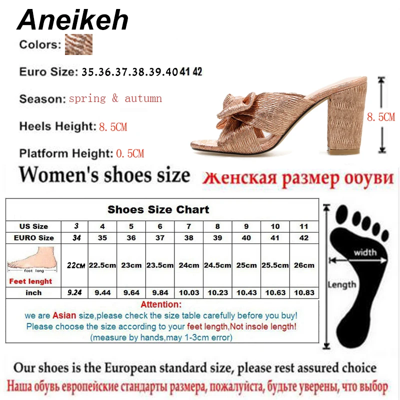 Aneikeh/ г. летние модные женские шлепанцы из расшитой блестками ткани модельные туфли на высоком квадратном каблуке с круглым носком без шнуровки золотистые Размеры 35-42
