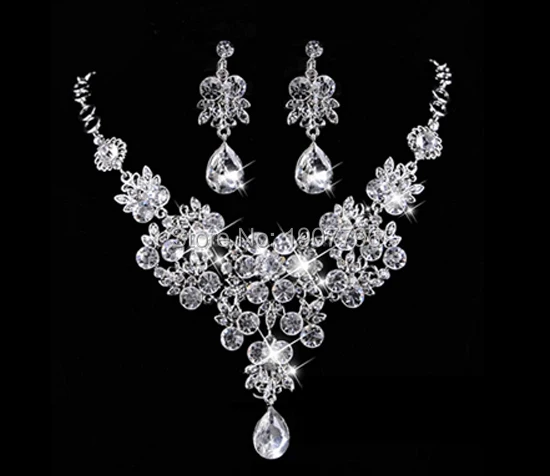 Новый свадебный комплект ювелирных изделий с австрийскими кристаллами наборы