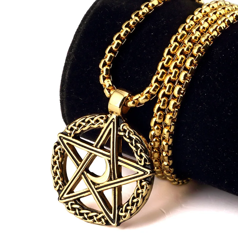 Mens Golden Bling Titanium Steel necklaces pendants Silver plated STARS MOON Charm Chains Hip Hop Women Jewelry | Украшения и