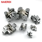 NAIERDI 19x95 мм невидимый скрытый шарнир поперечной двери 304 Нержавеющая Сталь Скрытые шарниры подшипник 60кг с винтом для складной двери