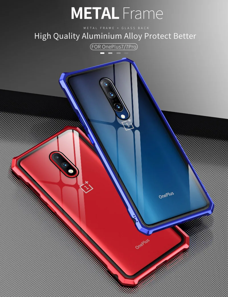 Роскошный Металлический бронированный чехол для Oneplus 7 Чехол стеклянная задняя крышка один плюс 7 Чехол алюминиевый бампер Oneplus 7 Pro Чехол Oneplus7 coque