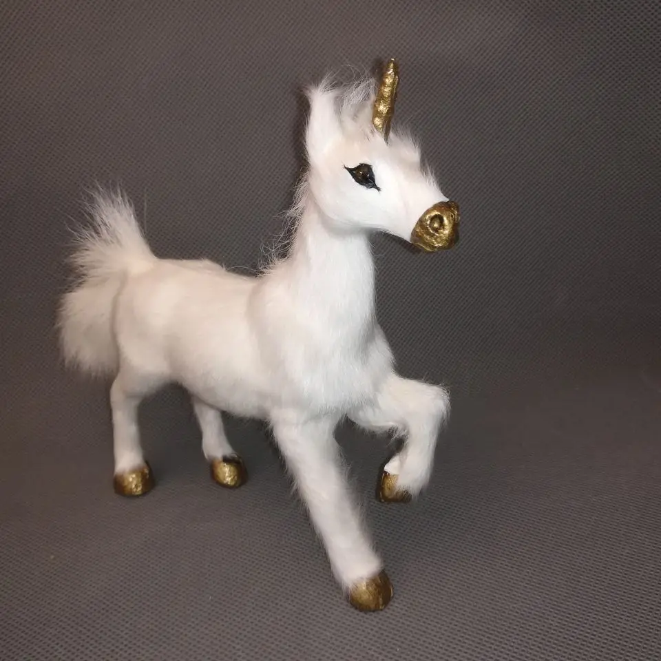 

real life toy white unicorn about 17x15CM hard model,polyethylene&fur unicorn toy decoration gift h0059