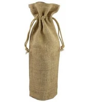 T072Free Shipping100pcslotDia 9 X H35cmNature Jute Burlap Drawstring Wine Bottle BagCustom Logo Print Size Acceptable
