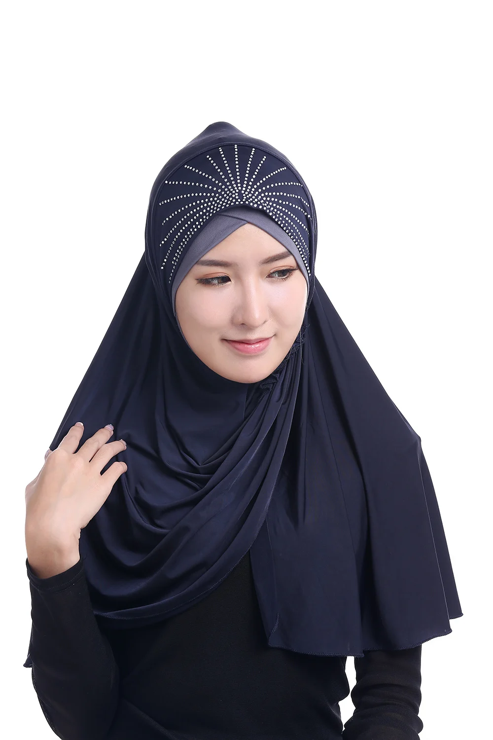 

Мусульманский Хиджаб Джерси-шарф хиджаб шаль красивые шарфы со стразами Стразы Элегантный 7 видов цветов