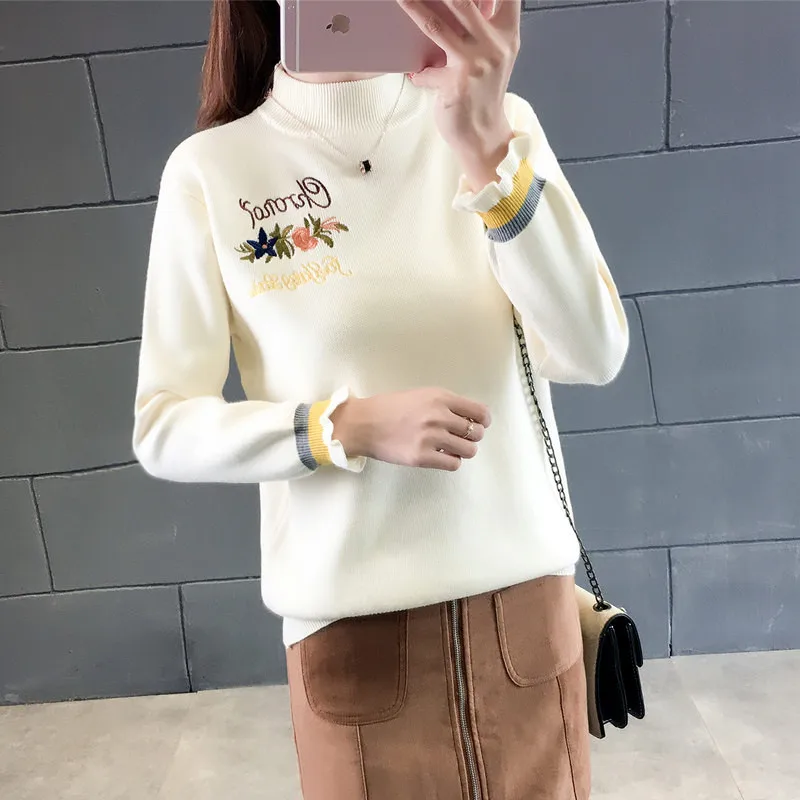 Женский вязаный пуловер свитер 2018 Осень-зима с высоким воротом плотный женский