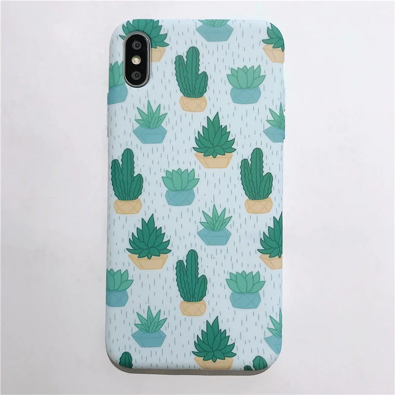 Sdreefge Green Plant Cactus Anti-stain Soft Shell Cover For iPhone X 6 6S 7 8 plus Phone Case iphone XR XS Max |