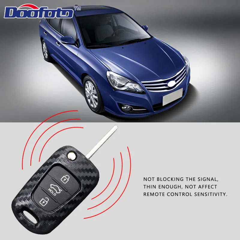 Doofoto 2 3 кнопки ключи для hyundai i30 Verna Veloster i35 i20 Sonata для Kia углеродное волокно зерна силиконовые аксессуары