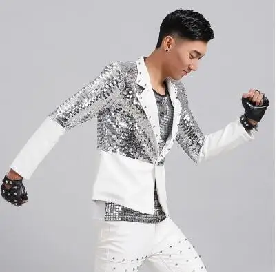 Мужские кожаные костюмы Дизайнерские Сценические terno для певиц мужской