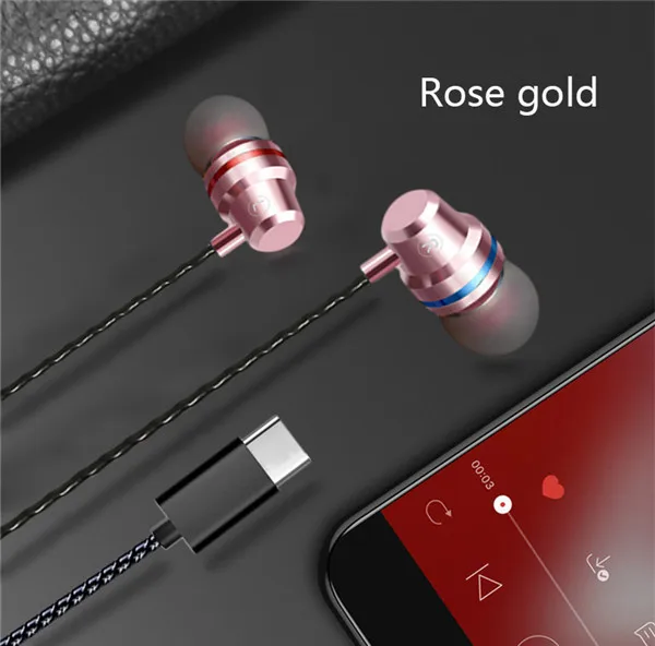 Наушники Robotsky Type C с динамическим приводом, HiFi USB-C, наушники-вкладыши, бас, металлическая Спортивная игровая гарнитура с микрофоном для Xiaomi, Huawei, Letv