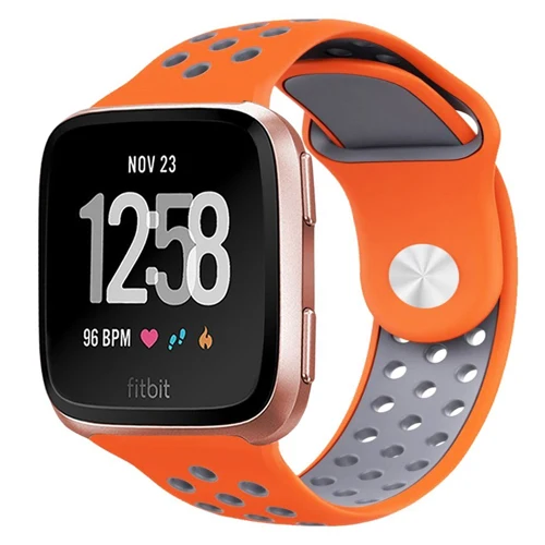 Orange Gray Для Fitbit Versa Lite ремешок для Fitbit Versa для женщин Мягкий силиконовый спортивный ремешок с вентиляционными отверстиями для Fitbit Versa - Цвет: Orange Gray