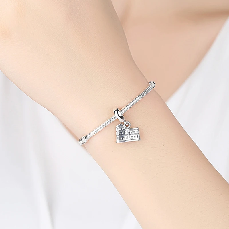 Authentic 100% 925 Sterling Silver Charm Bead Rome Colosseum Dangle Charms Fit Bracelets Necklace Women DIY Jewelry | Украшения и