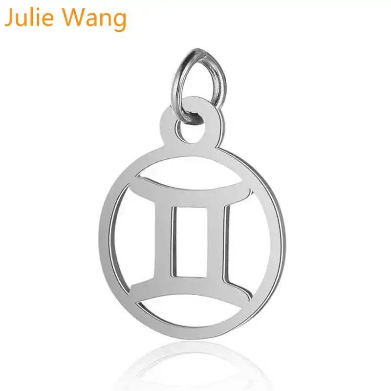 Julie Wang 5 шт. 12 созвездия зодиака шармы из нержавеющей стали Модное Имя ожерелье