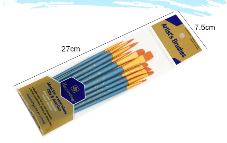 10pcs/set DIY Kids Watercolor Gouache Paint Brushes Round Pointed Tip Nylon Wooden Hair Oil Painting Brush Pen Set Art Supplies