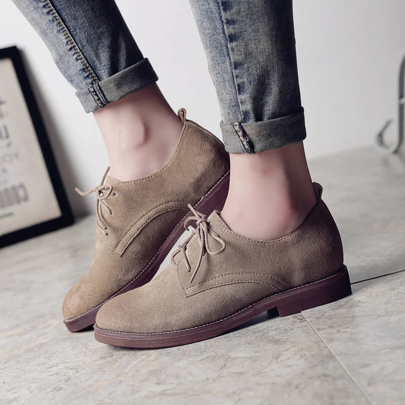 Весенняя женская обувь в стиле ретро женские туфли по дереву замшевая из