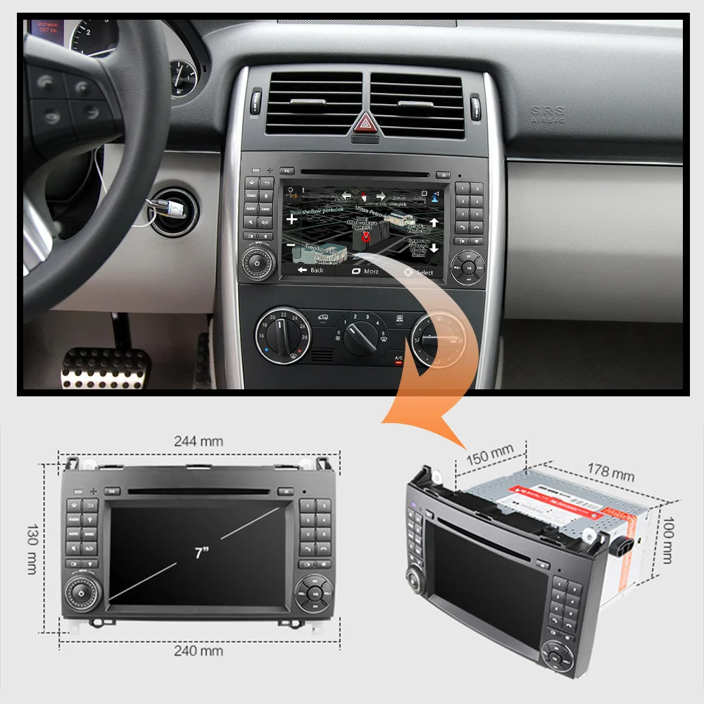 Eunavi 2 Din 7 Android 9.0 Автомобильный DVD-плеер с радио GPS для Mercedes/Benz/Sprinter/W209/W169Viano/Vito/B200/A160 с Wi-Fi стерео.
