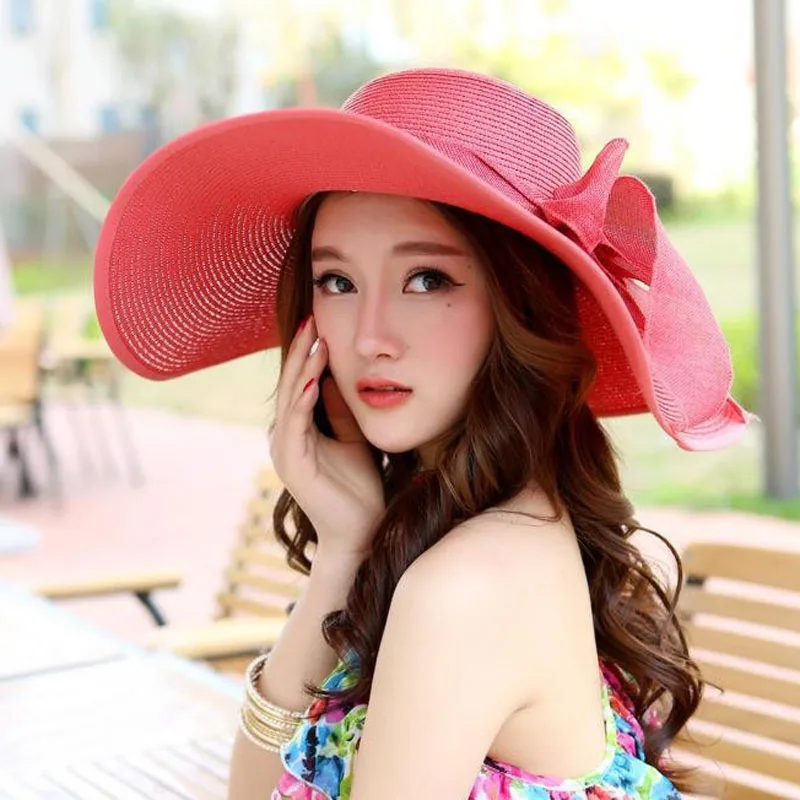 2018 Новая Летняя Пляжная Солнцезащитная шляпа с большими полями для женщин