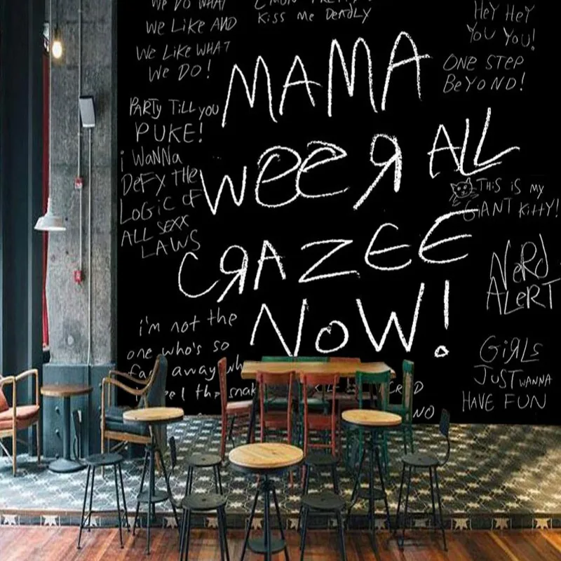 3D Фото Обои Черный Белый Английский росписи бар кофейня фон настенная бумага на