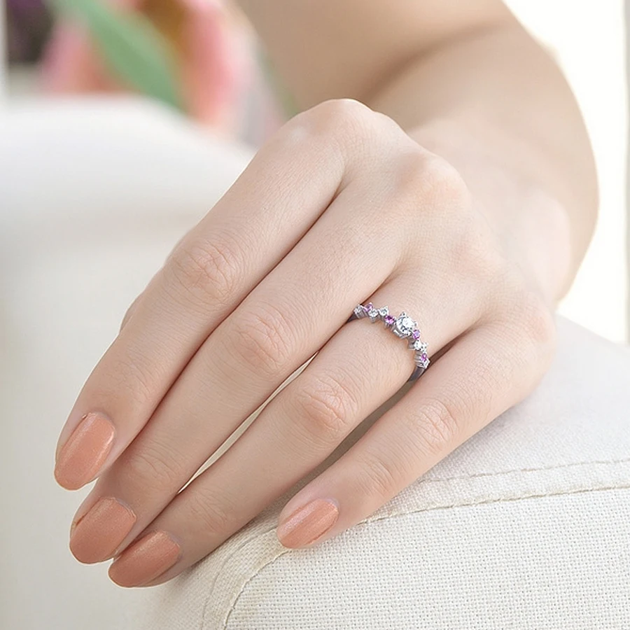Solid 14K White Gold Diamonds Ring Engagement Wedding Anniversary Natural &amp Ruby Women's Jewelry | Украшения и аксессуары