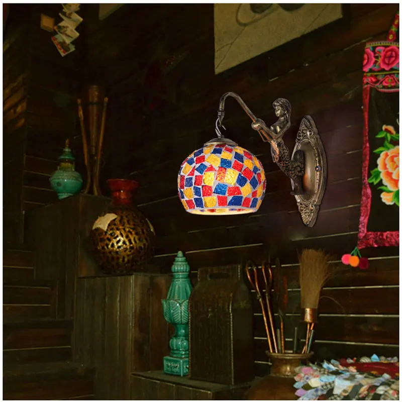 Богемский винтажный настенный светильник для коридора ручной работы