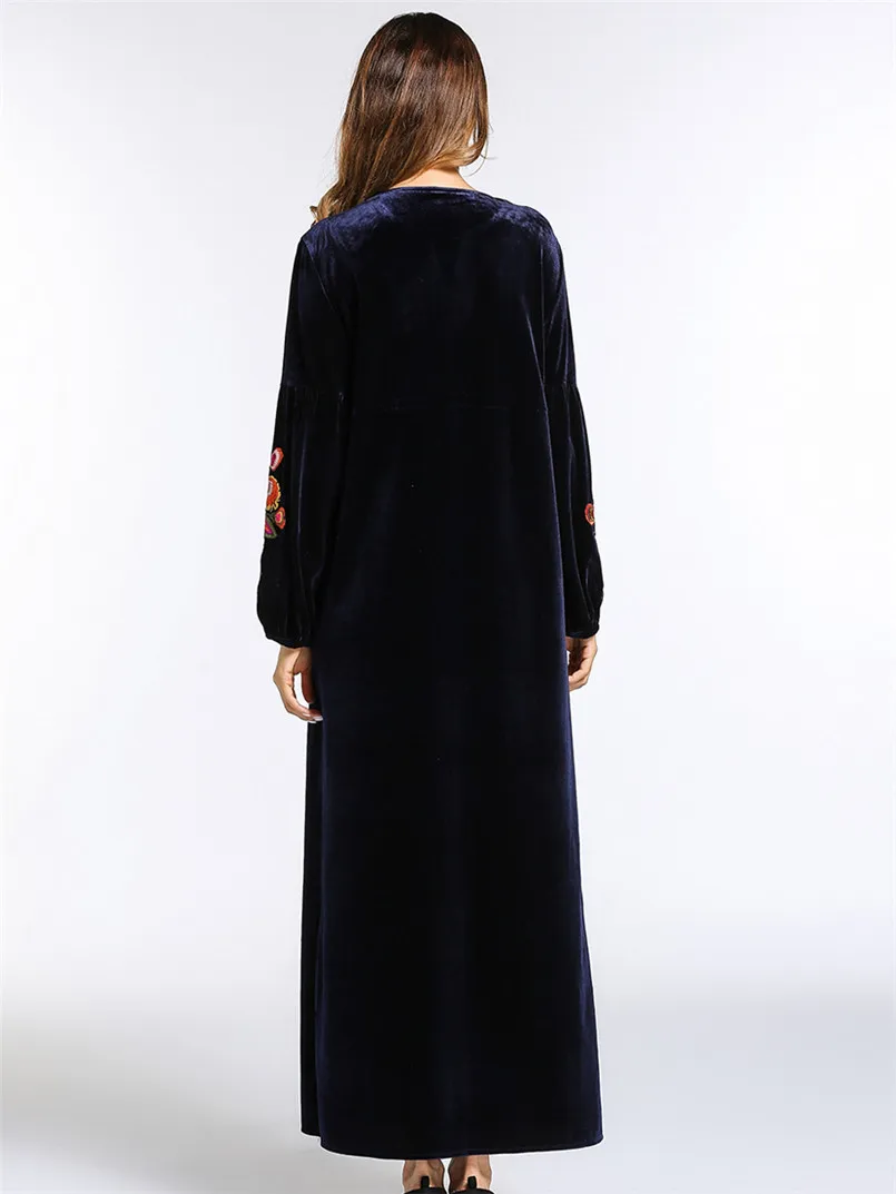 Золотой Бархат Повседневное длинные Саудовская Аравия халаты модные осень-зима