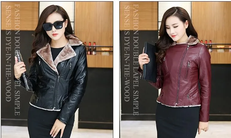 Зимняя кожаная куртка кожаное пальто Корейская популярная Толстая теплая