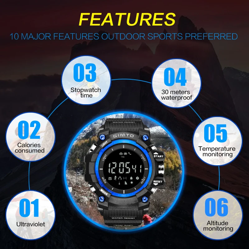 GIMTO цифровые спортивные часы для мужчин барометр Шагомер Smartwatch водостойкий