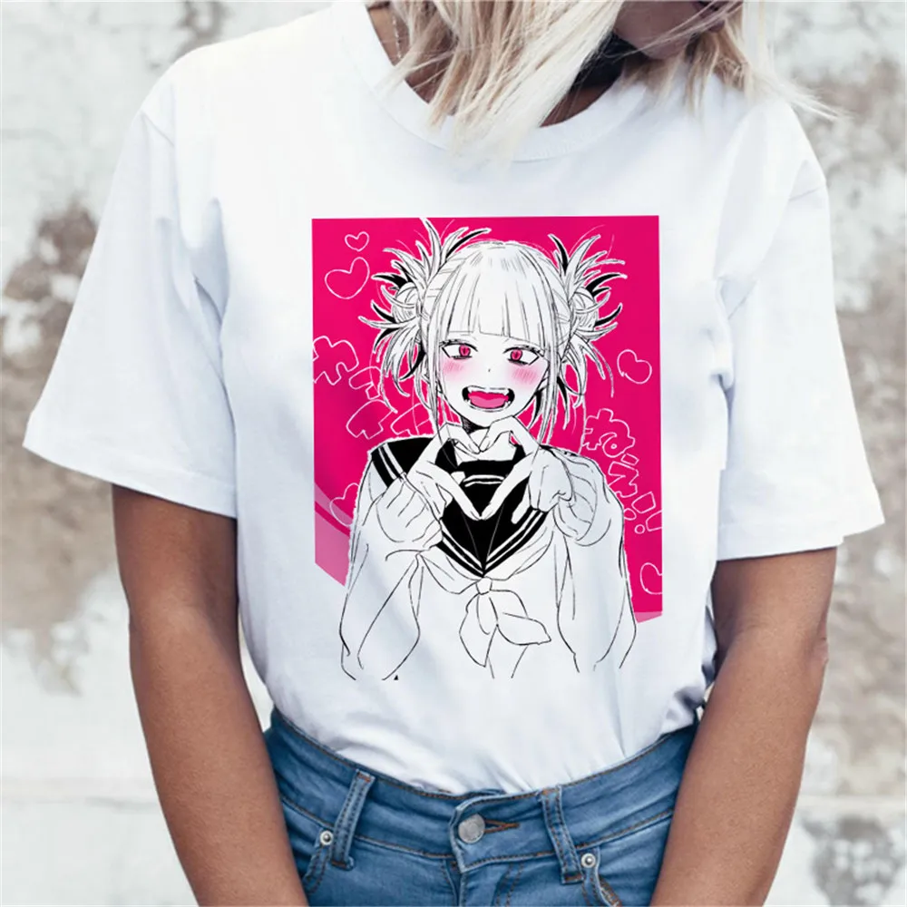 Футболка Ahegao с мультяшным рисунком Женская Harajuku Academia аниме забавная принтом