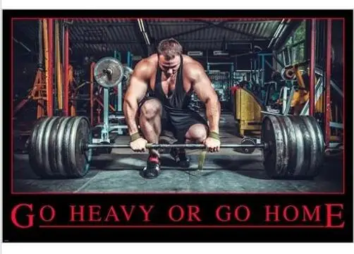 

Мотивирующий вдохновляющий постер GO HEAVY или GO HOME, тяжелая атлетика, шелк плакат декоративной живописи 24x36 дюймов