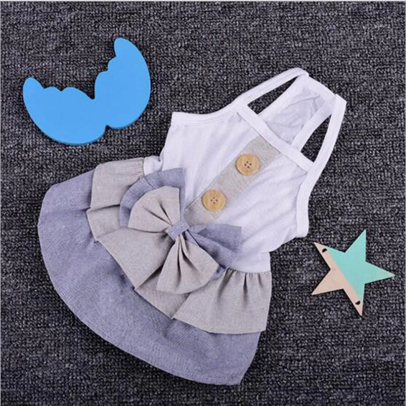 blue Одежда для домашних собак тонкий весенне-летний костюм для собак и кошек модное Повседневное платье принцессы порода собак Тэдди бишонфризе собака мелких пород юбка DC821 - Цвет: blue