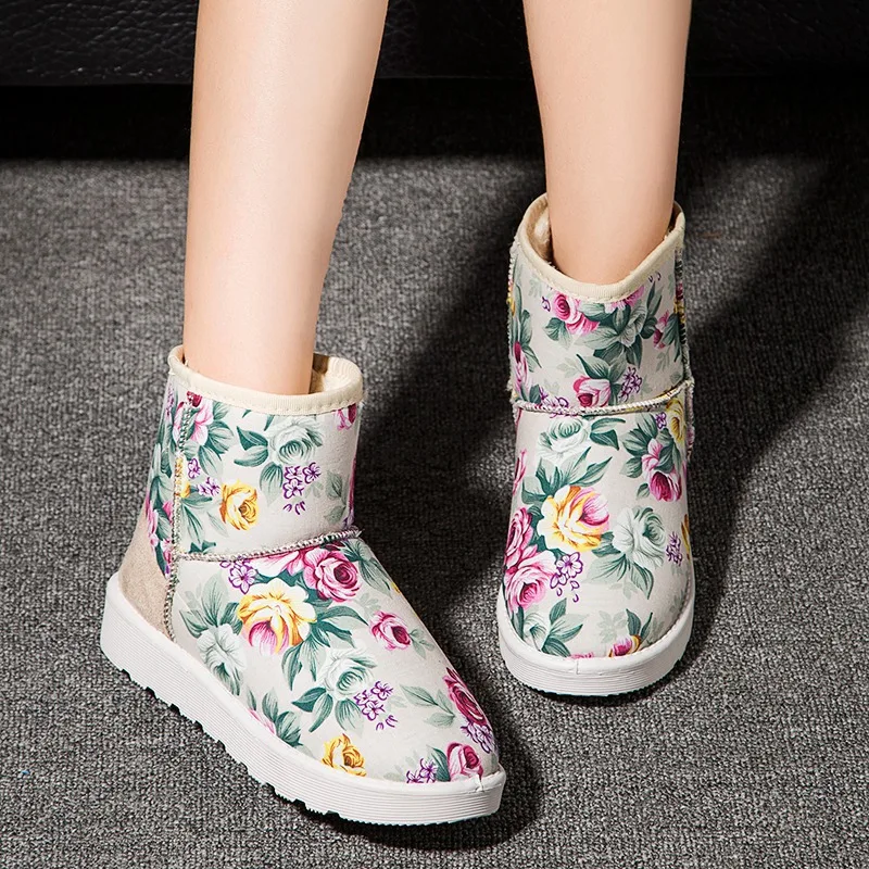 2017 New Winter Floral Tube Female Warm Snow Boots Shoes | Обувь