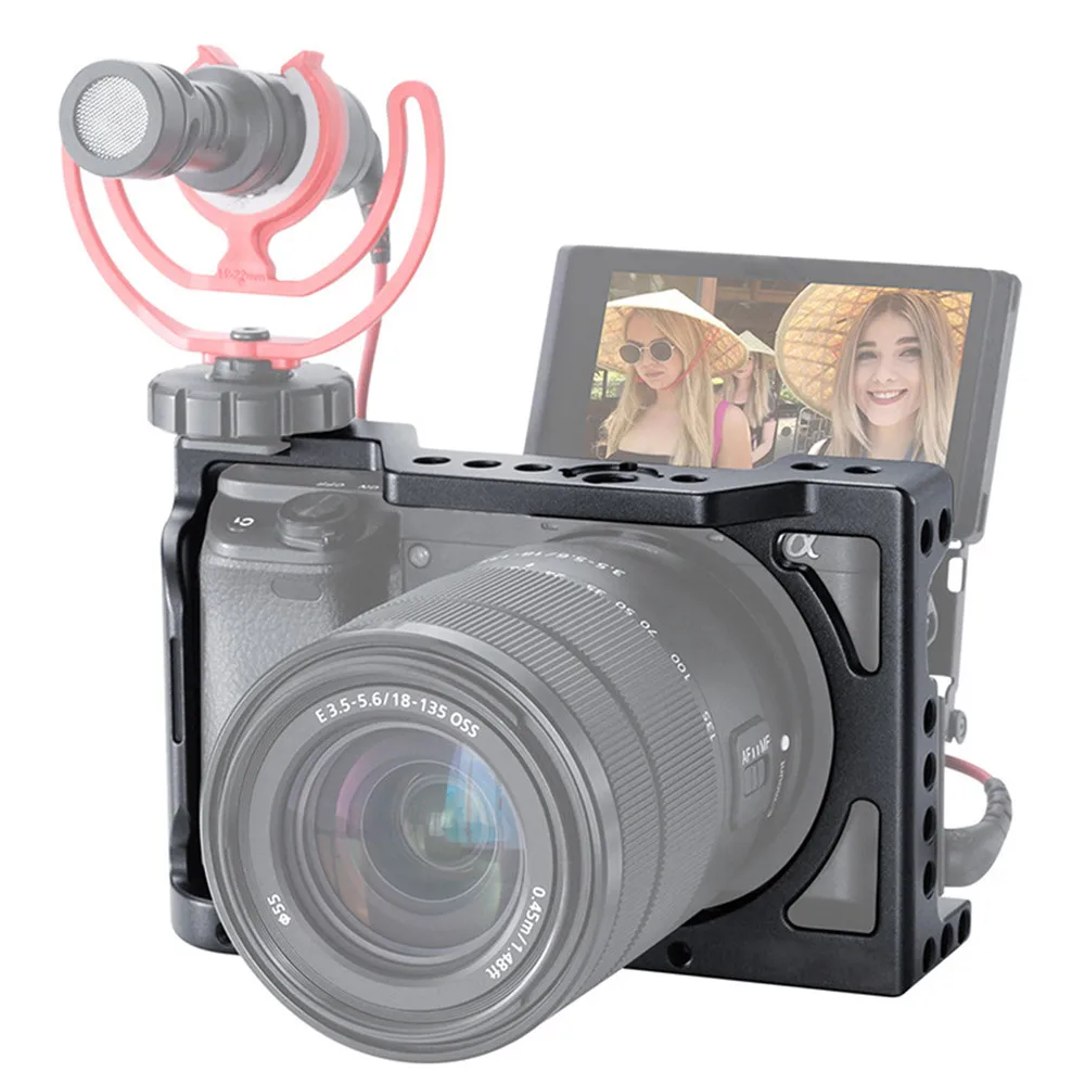Камера клетка Vlog металлический чехол для Sony A6400 DSLR с креплением вспышки Холодный