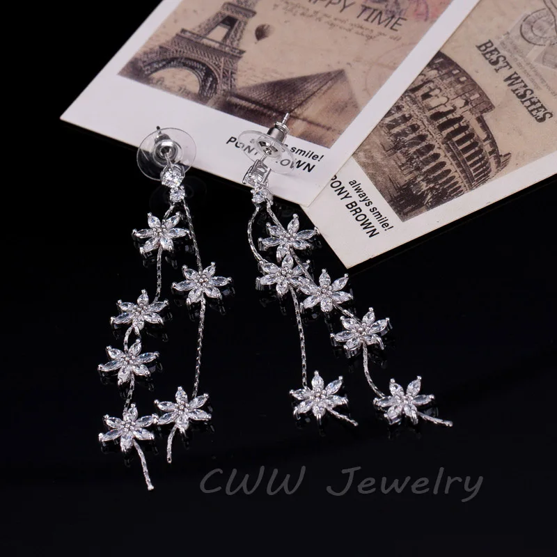 Серьги на цепочке женские с фианитами 8 2 см|long chain earrings|chain drop earringschain earrings |