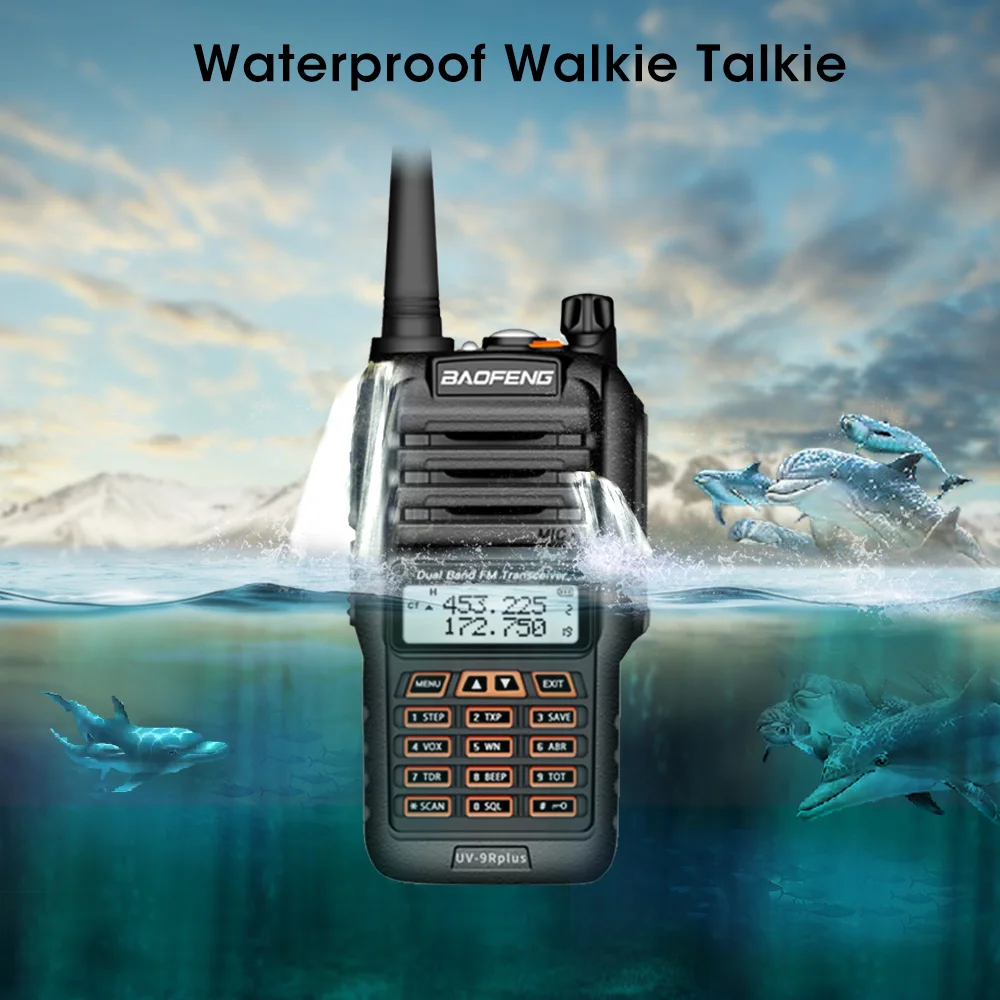Новейший Baofeng UV-9R Plus Walkie Talkie Водонепроницаемый 8 Вт UHF VHF Двухдиапазонный 136-174/400-520 МГц Ham CB радио FM трансивер сканер