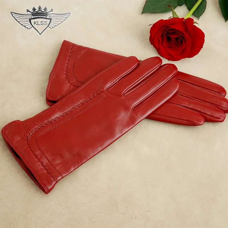 Брендовые женские перчатки KLSS из натуральной кожи высококачественные козьей