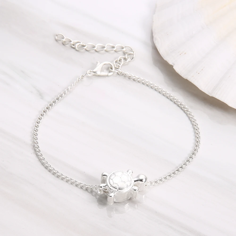 Пляжные сандалии Boho с черепахой на щиколотке серебристого цвета браслеты