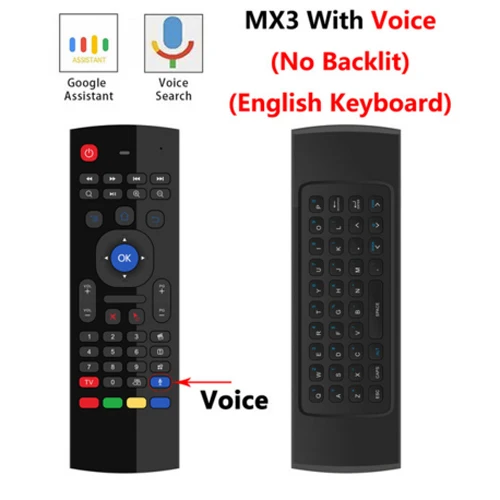EN mic no backlit MX3 MX3-L с подсветкой Air mouse T3 умный голосовой пульт дистанционного управления 2,4G RF Беспроводная клавиатура для X96 mini KM9 A95X H96 MAX Android tv Box - Цвет: EN mic no backlit