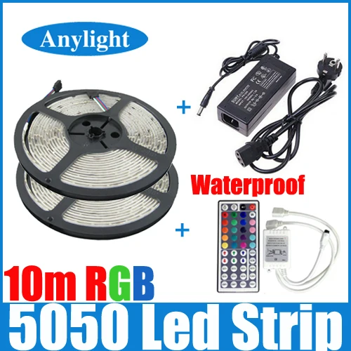 10 м 5050 RGB Светодиодные ленты 2*5 30 светодиодов/м 150LED/Рулон SMD гибкая A + 44 клавишный ИК