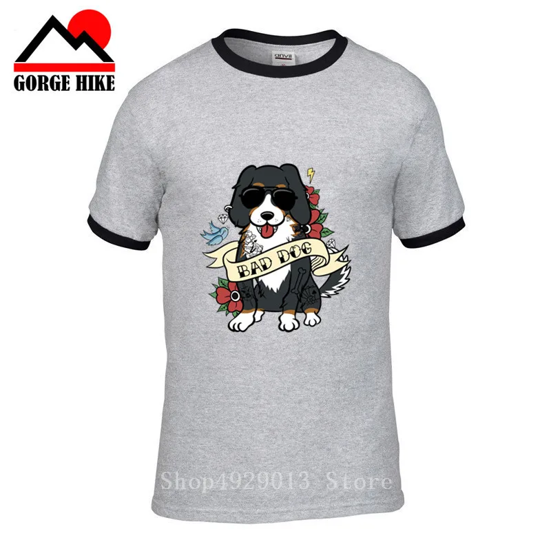Мужская хлопковая футболка в стиле хип-хоп bernese mountain dog Bad Dog с забавным графиком