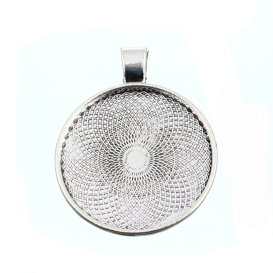 Sauvoo 10pcs Alloy Antique Silver Round Blank Pendant Tray Base fit 25mm/30mm Stone Glass Cameo Cabochon Jewelry Making Findings | Украшения