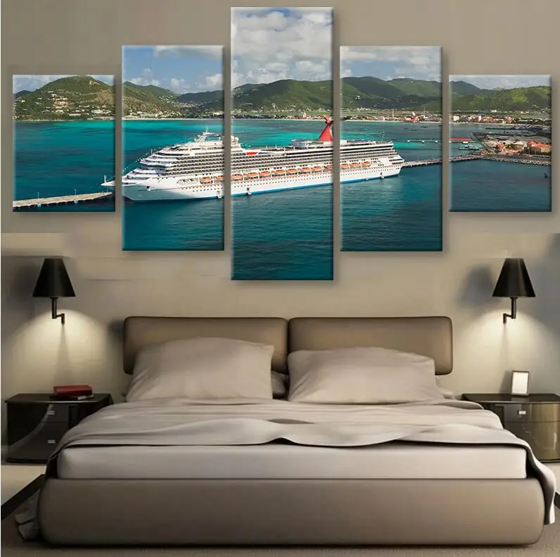 Без рамки 5 шт. роскошный круизный лайнер пейзаж холст Картина Современный