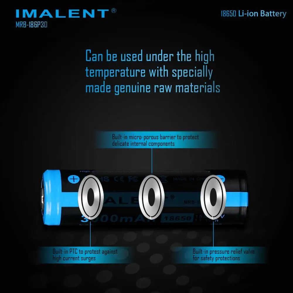 Оригинальный мощный литий ионный аккумулятор IMALENT перезаряжаемая батарея 18650 3000