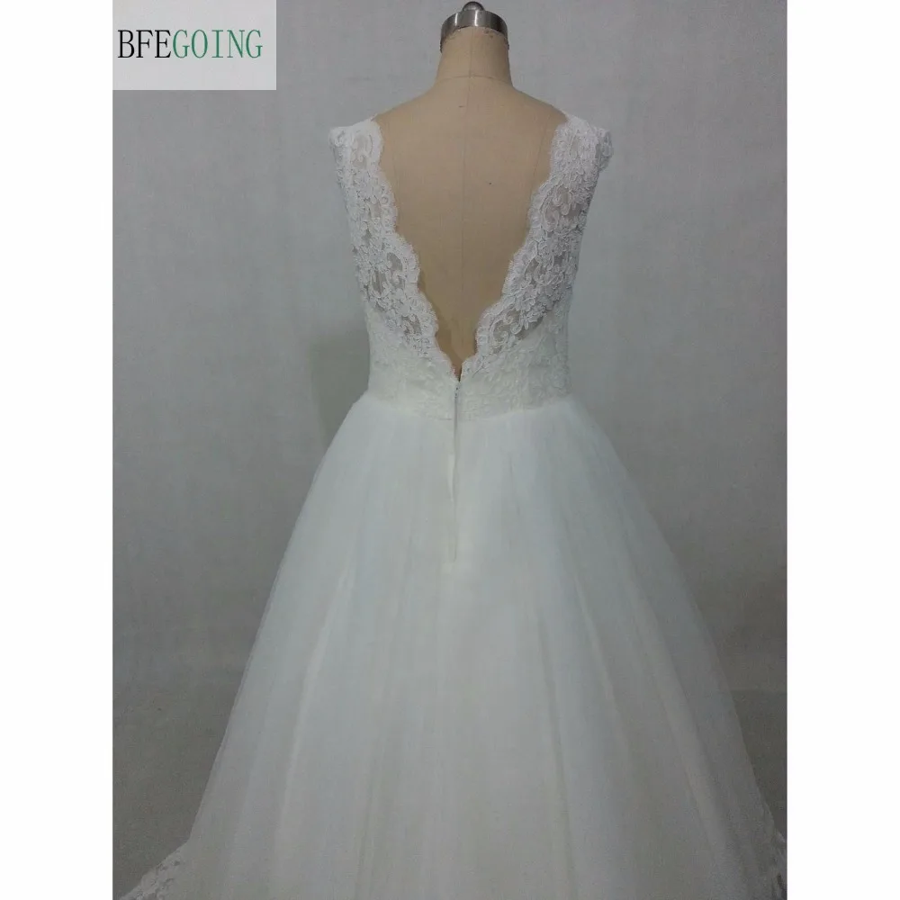 Белый тюлевый кружевной накладной орнамент ТРАПЕЦИЕВИДНОЕ свадебное платье со