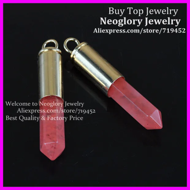 

10pcs Nature Red Stone Quartz Gems Pendant Point Bullet Pendant Hexagon Quartz Druzy Pendant metal Plated Casing Pendant