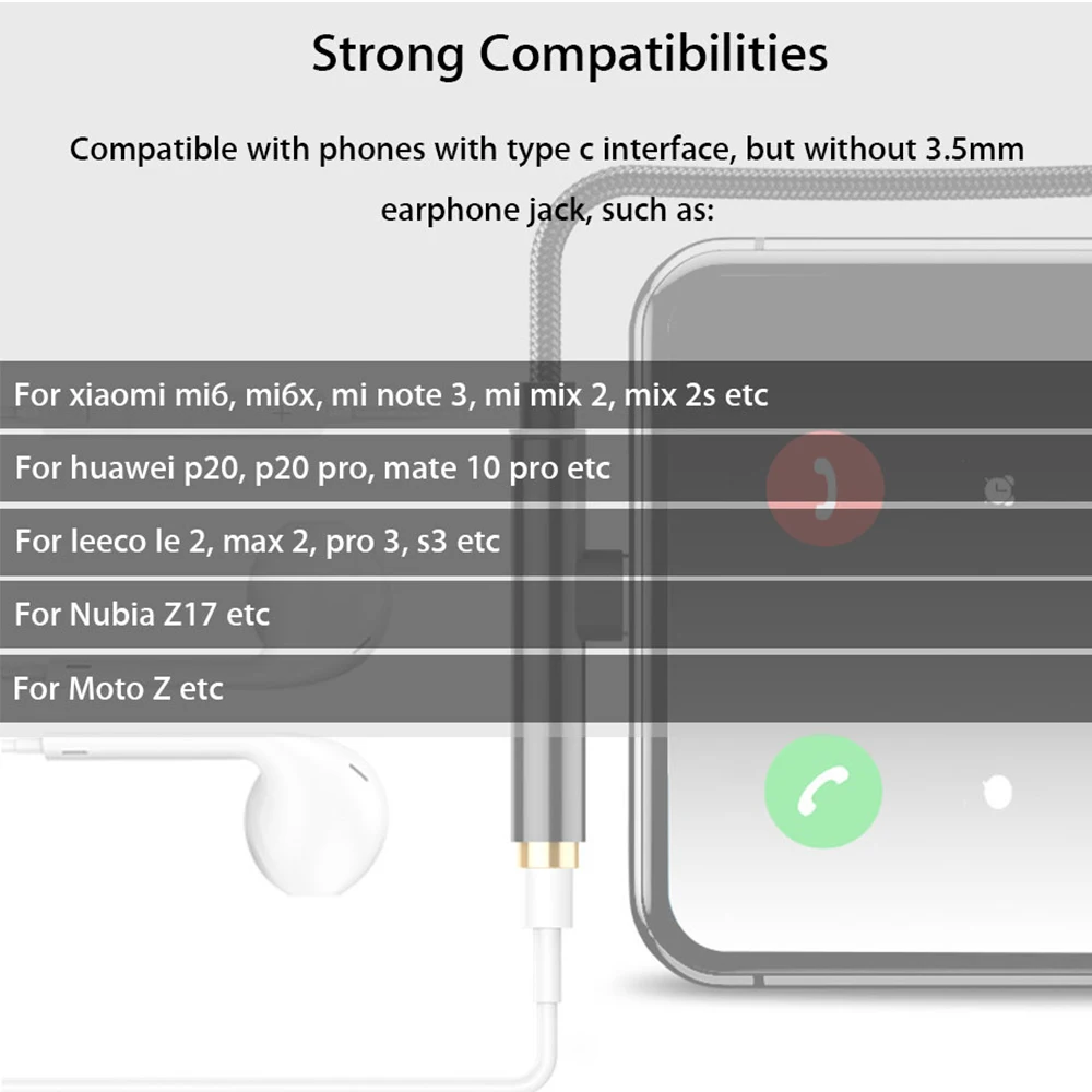 Кабель адаптер 2 в 1 с USB C на разъем 3 5 для Huawei P20 Pro Xiaomi Mi 6 8 9 Se Note Type мм AUX конвертер