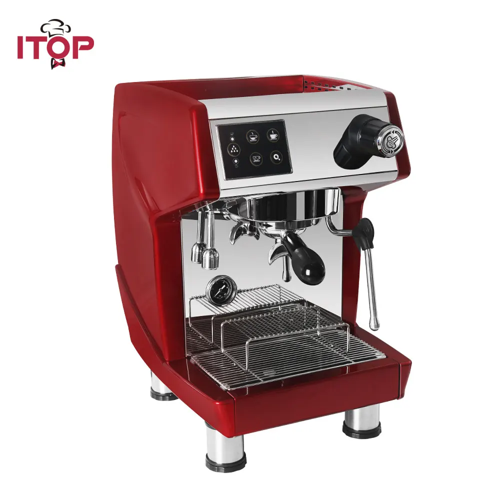 

ITOP Professional Red/Black Coffee Maker Machine 15 Bar Milk Foam Cappuccino Latte Espresso Maker 220V